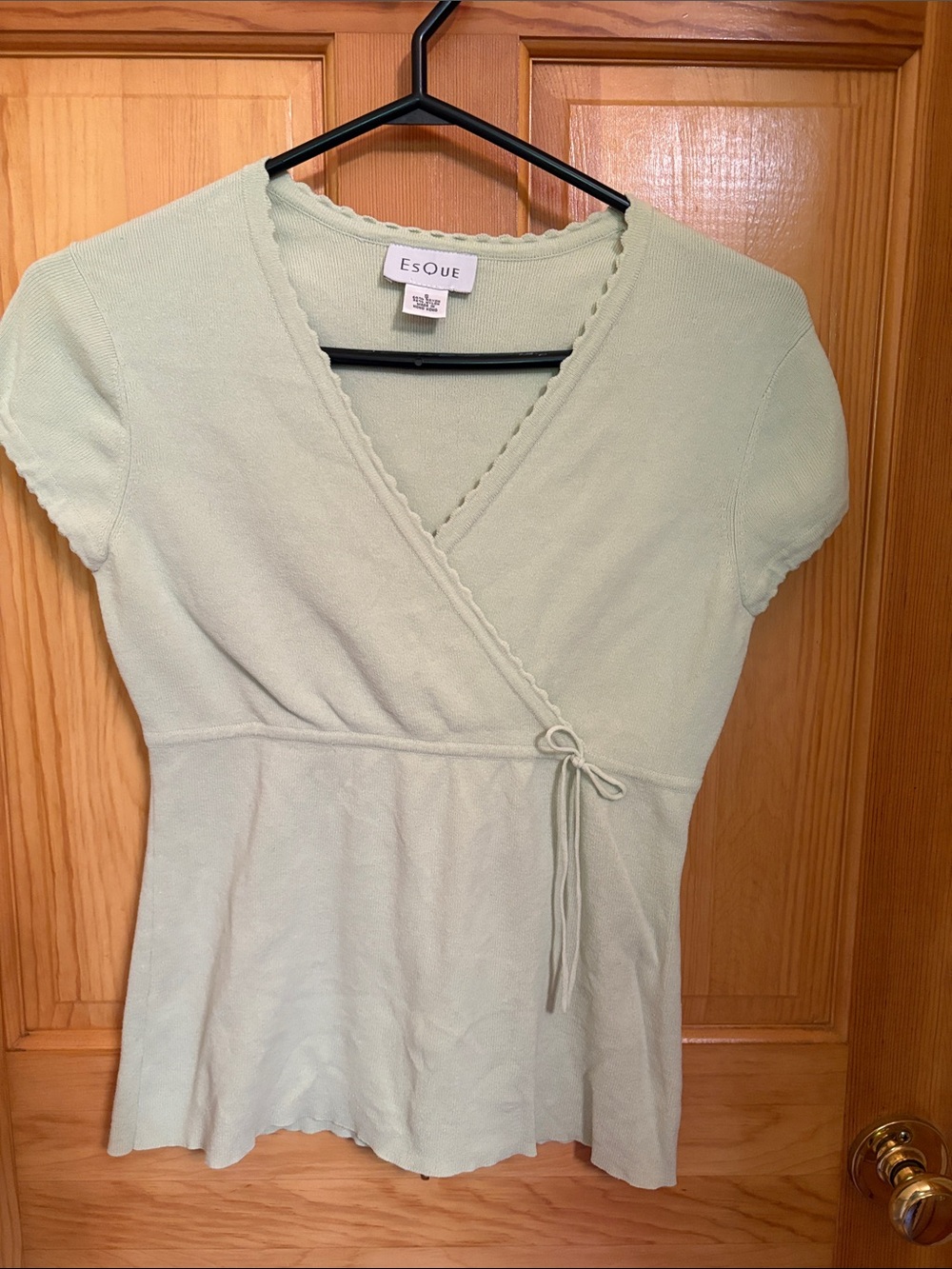 EsQue Light Green Wrap-Style Knit Top